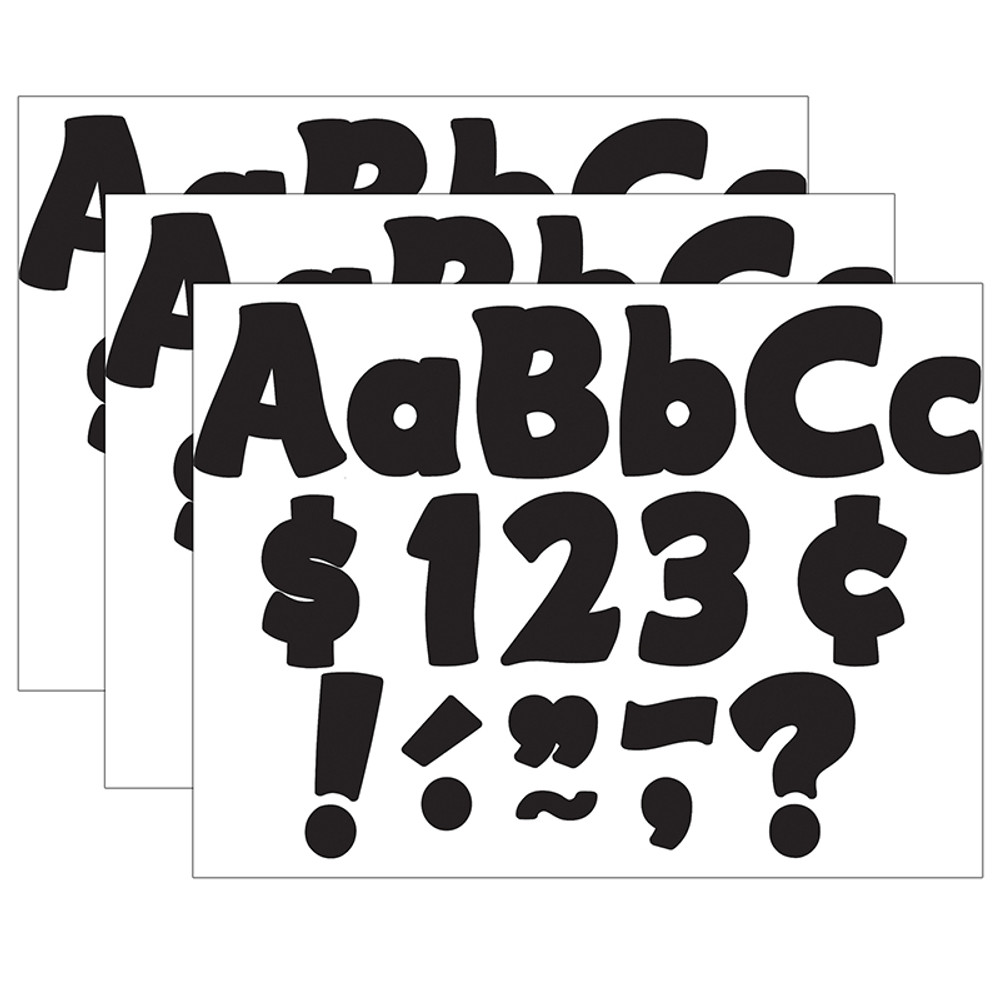 TEACHER CREATED RESOURCES Teacher Created Resources® Black Funtastic 4" Letters Combo Pack, 208 Per Pack, 3 Packs