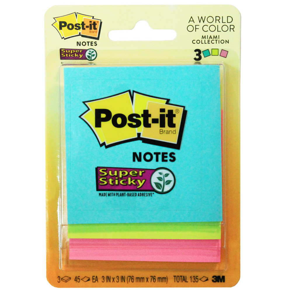 3M COMPANY Post-it® Super Sticky Notes, 3" x 3", Marrakesh Collection, 3 Pads/Pack