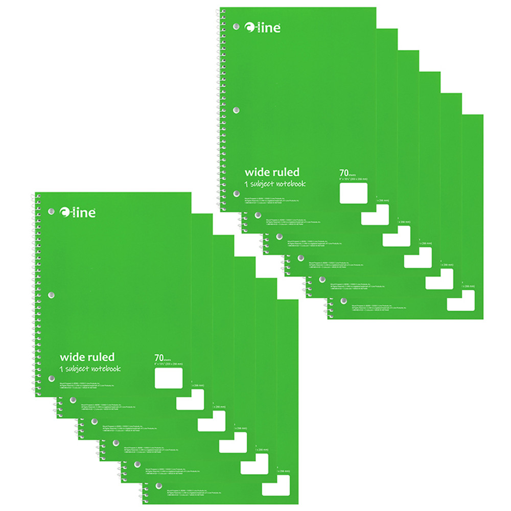 C-LINE PRODUCTS INC C-Line® 1-Subject Notebook, 70 Page, Wide Ruled, Green, Pack of 12