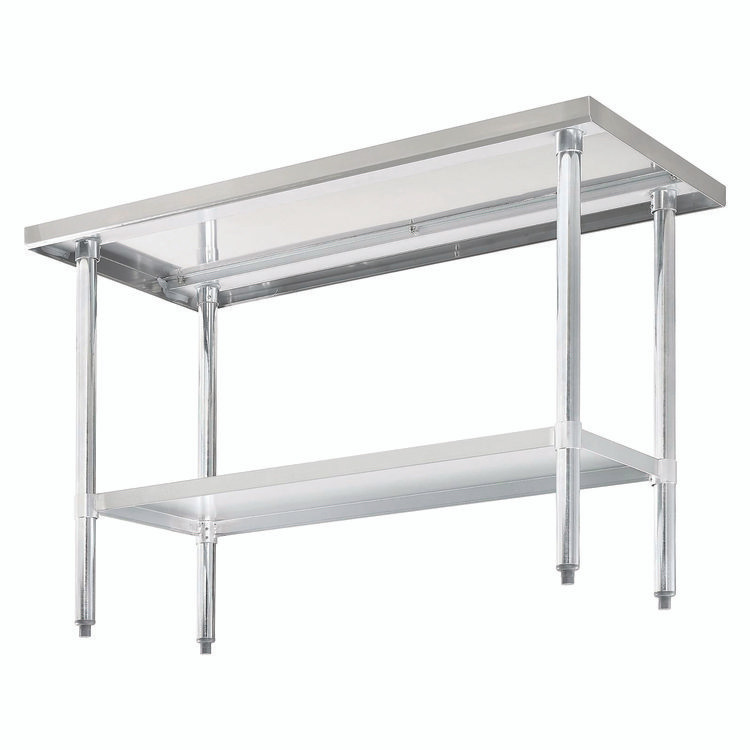 GLOBAL INDUSTRIAL 319055 Work Table with Undershelf, Rectangular, 48 x 24 x 35, Silver Top, Silver Base/Legs