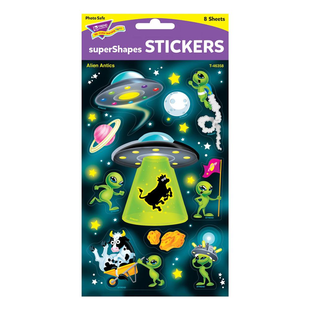 TREND ENTERPRISES INC. TREND Alien Antics Large superShapes Stickers, 80 ct.