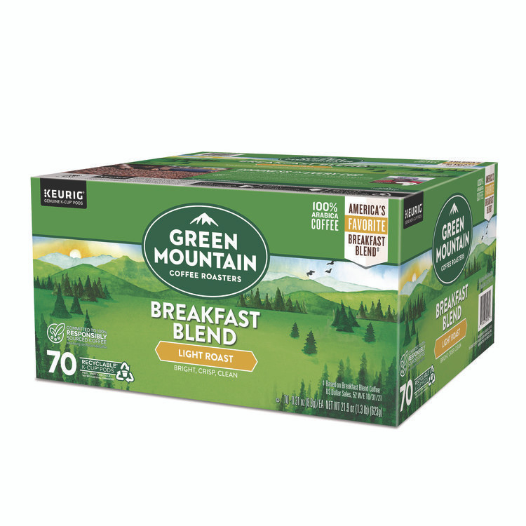 KEURIG DR PEPPER Green Mountain Coffee® 5000373741 Breakfast Blend Coffee K-Cup Pods, Regular, 70/Box