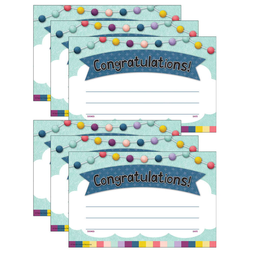 TEACHER CREATED RESOURCES Teacher Created Resources® Oh Happy Day Congratulations Awards, 30 Per Pack, 6 Packs