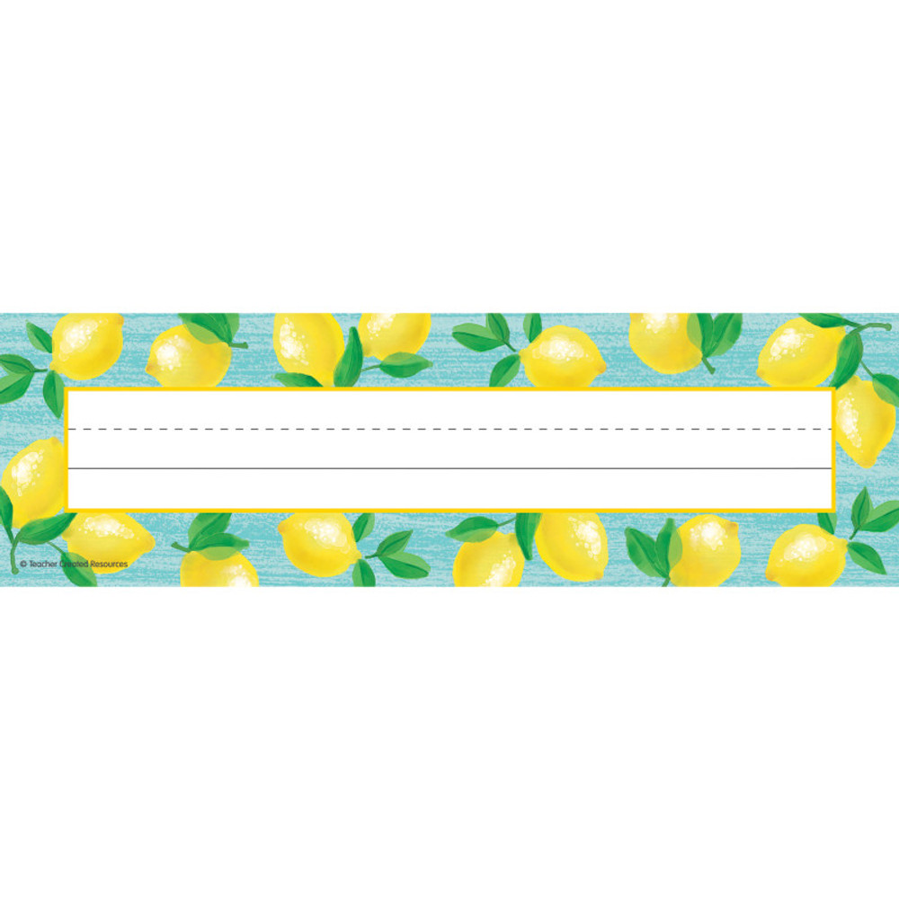 TEACHER CREATED RESOURCES Teacher Created Resources® Lemon Zest Flat Name Plates, 11.5" x 3.5", Pack of 36