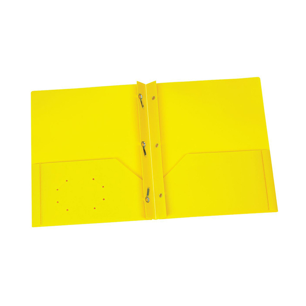 TOPS PRODUCTS Oxford® Yellow Poly Two Pocket Portfolio with Prongs, Pack of 25