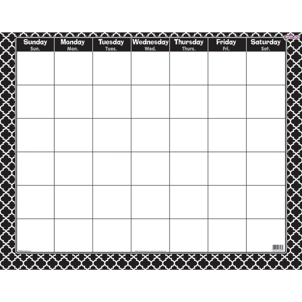 TREND ENTERPRISES INC. TREND Moroccan Black Wipe-Off® Calendar, Monthly