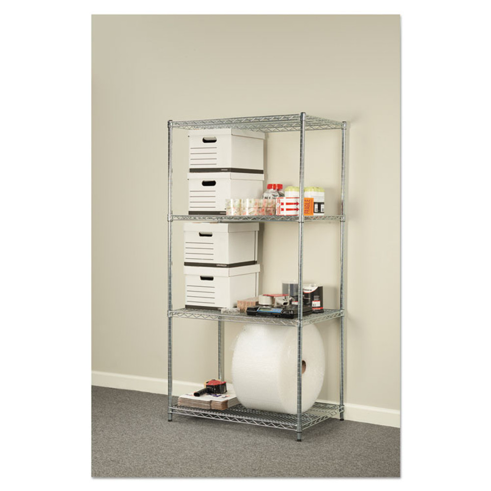 ALERA SW503624SR NSF Certified Industrial Four-Shelf Wire Shelving Kit, 36w x 24d x 72h, Silver