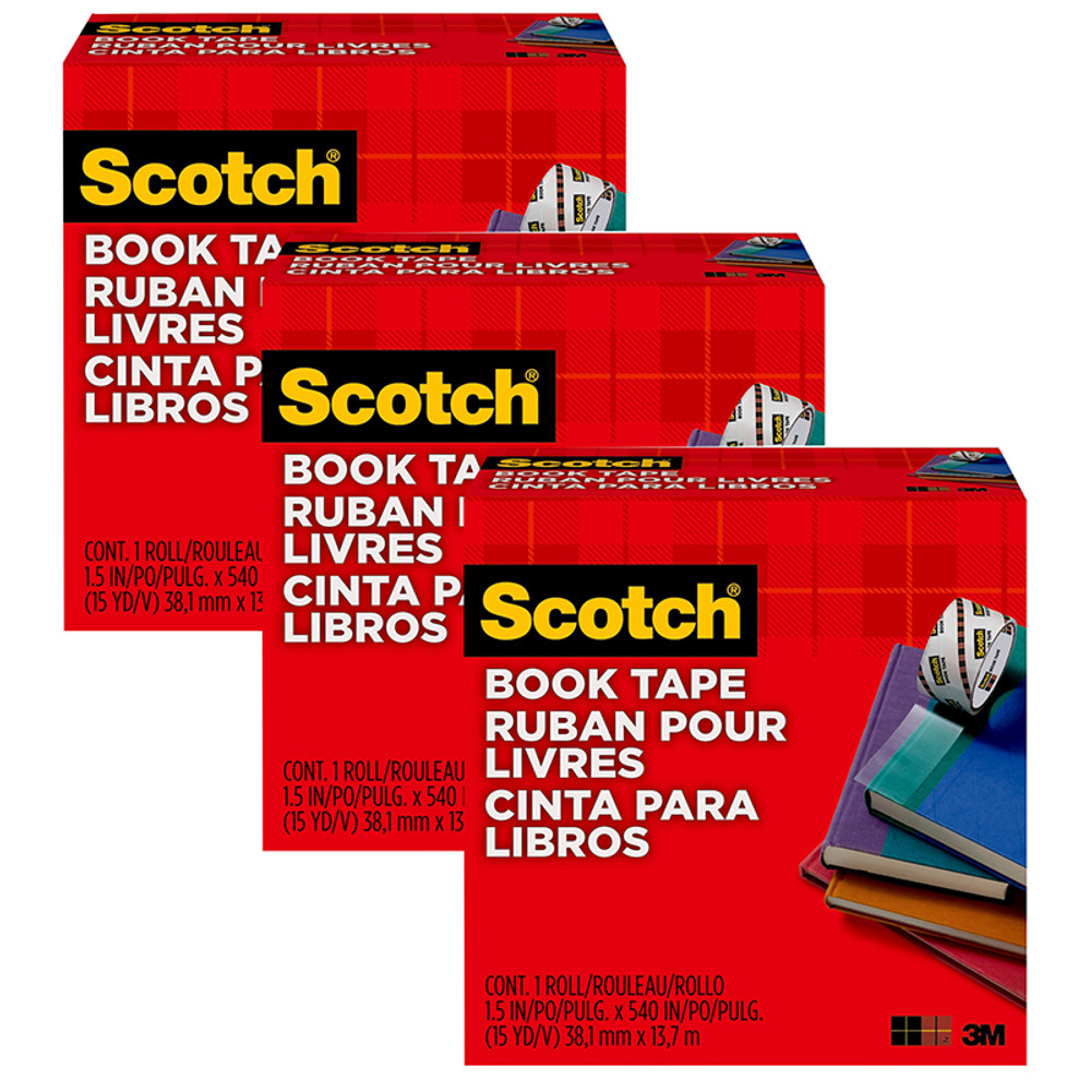 3M COMPANY Scotch® Book Tape, 1-1/2 in x 15 yd Per Rolls, 3 Rolls