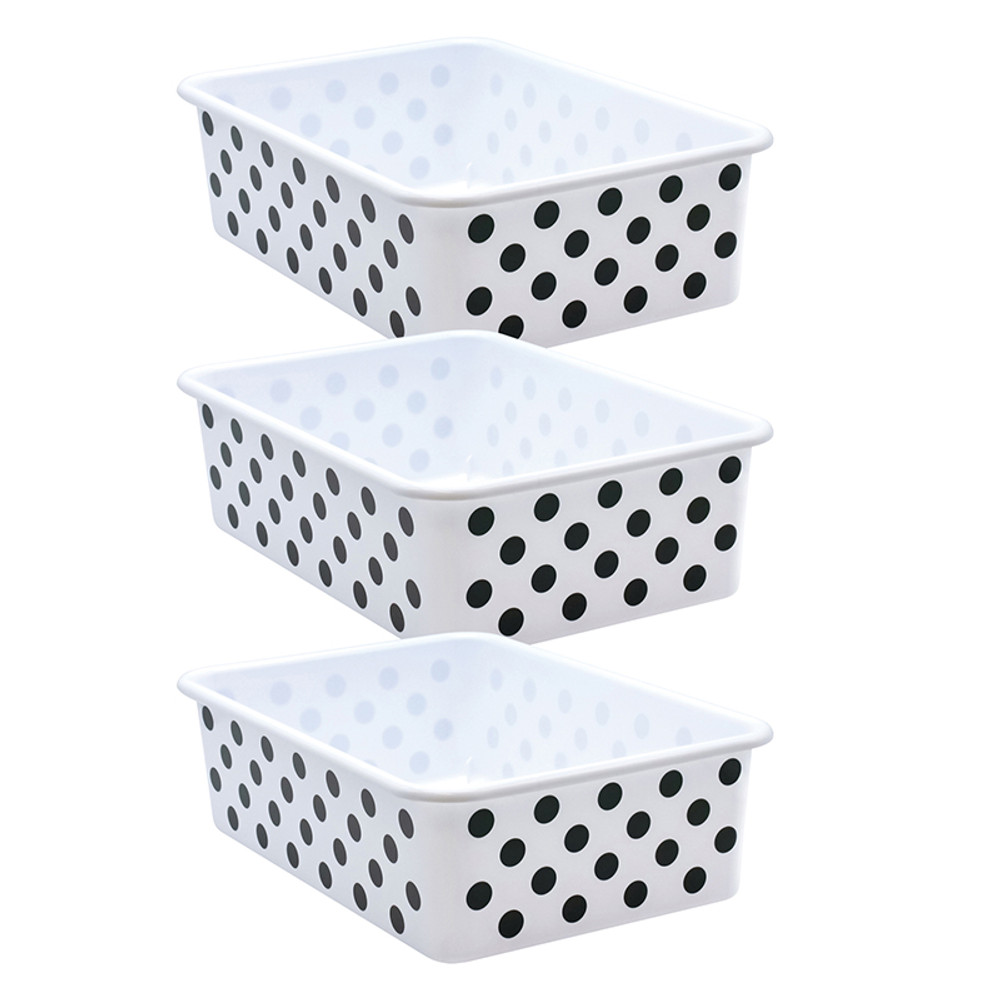 TEACHER CREATED RESOURCES Teacher Created Resources® Black Polka Dots on White Large Plastic Storage Bin, Pack of 3