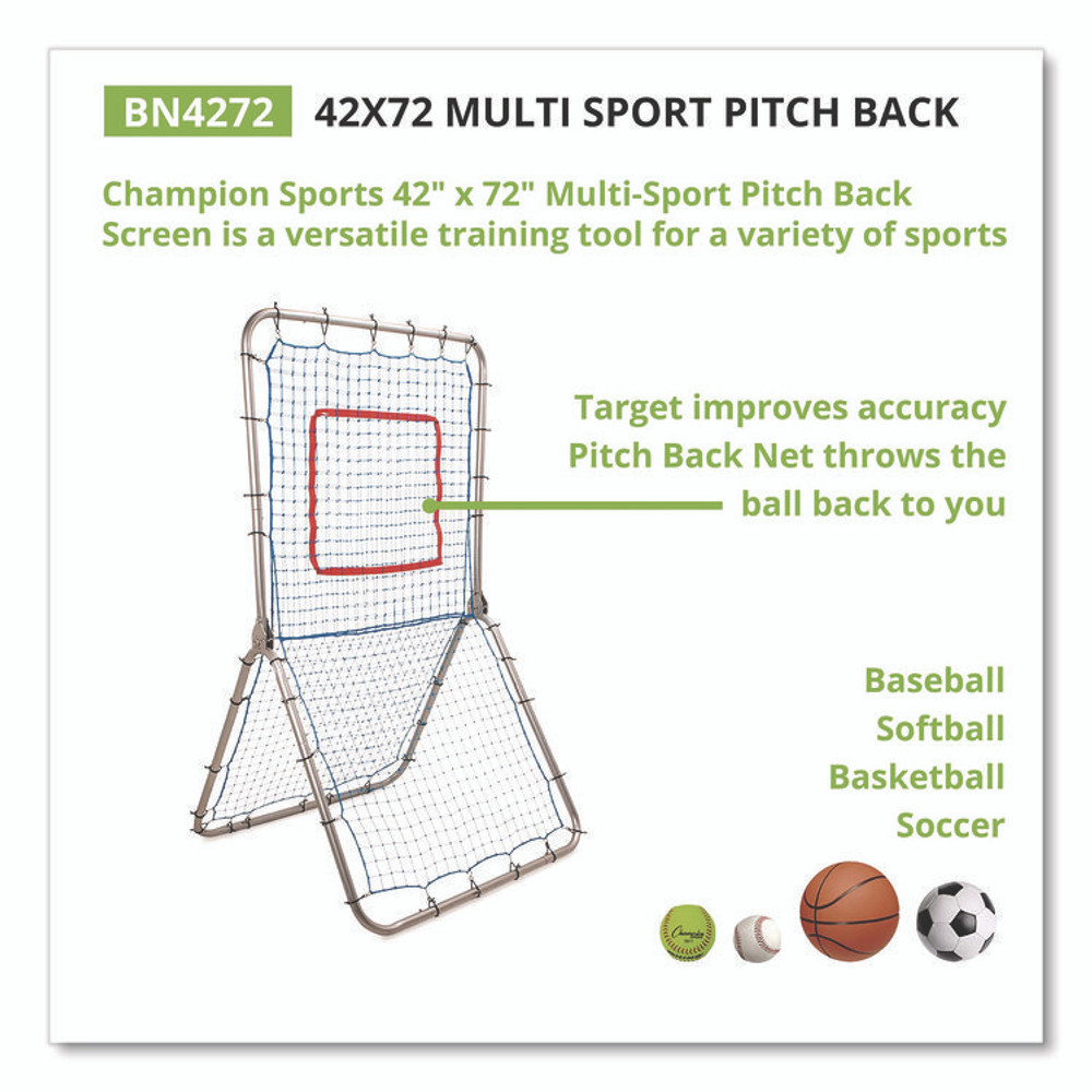 CHAMPION SPORT Sports BN4272 Multi-Sport Pitch Back Screen, 72" x 42", 1.25" dia frame