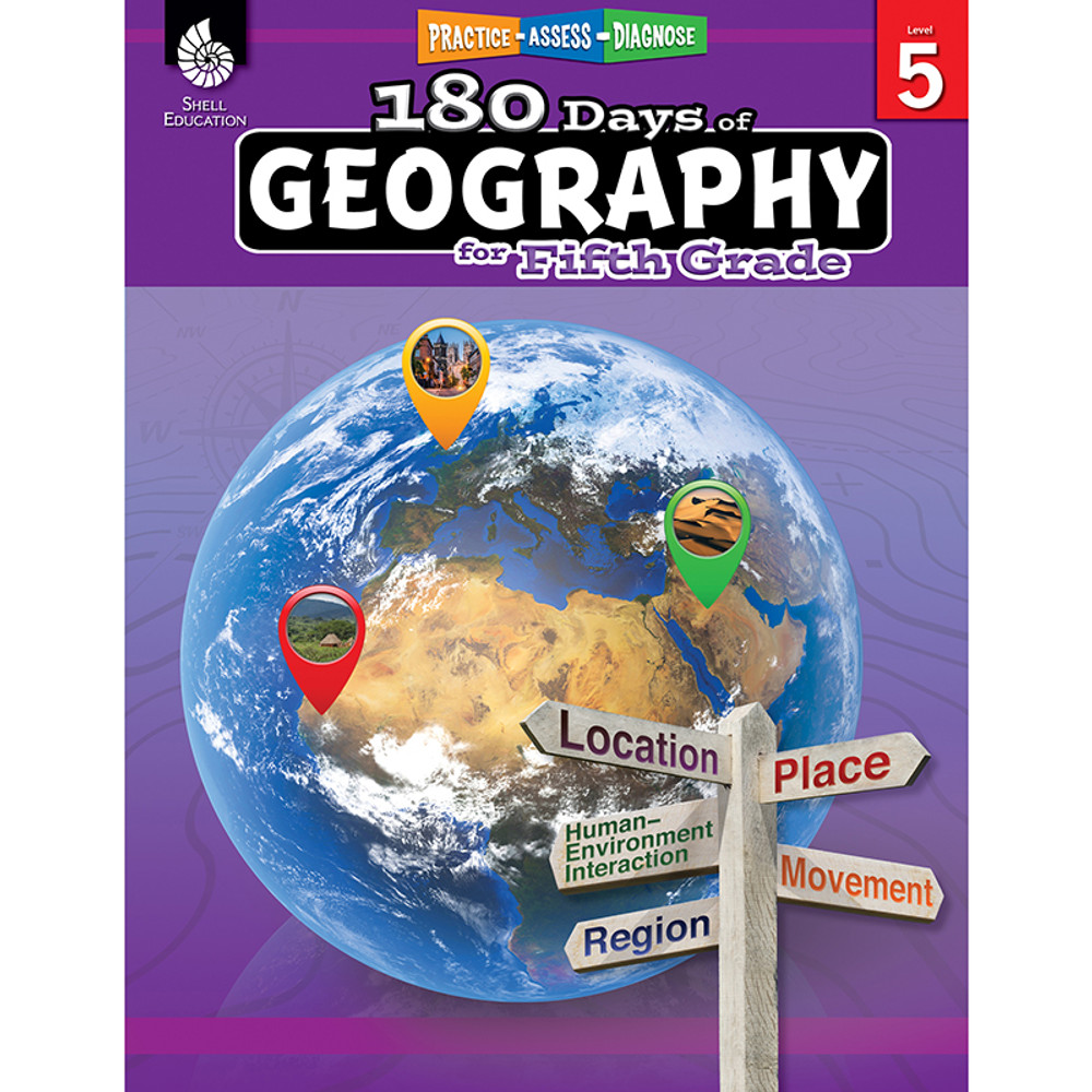 SHELL EDUCATION Shell Education 180 Days of Geography for Fifth Grade