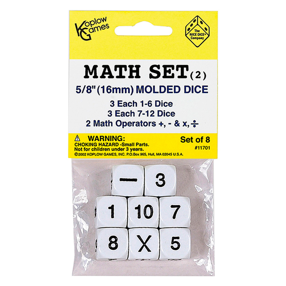 KOPLOW GAMES INC. Koplow Games Whole Number Dice, Set of 8