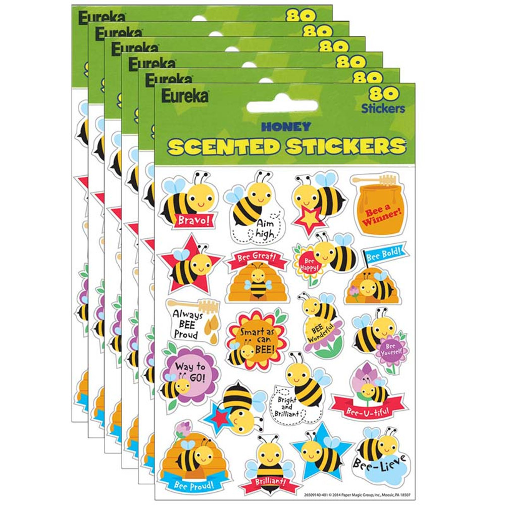 EUREKA Eureka® Honey Scented Stickers, 80 Per Pack, 6 Packs