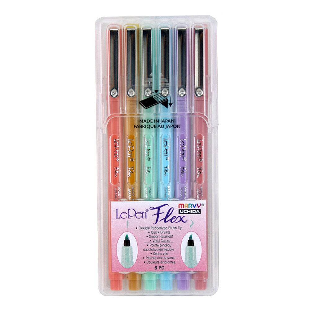 UCHIDA OF AMERICA, CORP Marvy Uchida® LePen® Flex Marker, Brush Tip, Pastel, 6 Colors