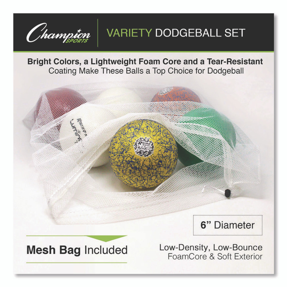 CHAMPION SPORT Sports RXVARIETYSET Rhino Skin Luminous, Spider and ThermoGrip Dodgeball Set, 6.3" Diameter, Assorted Colors, 6/Set