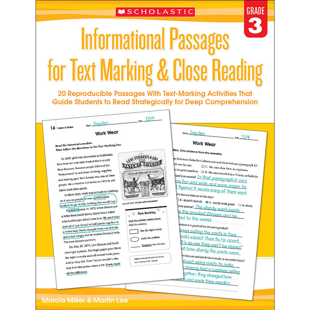 SCHOLASTIC TEACHING RESOURCES Scholastic Teaching Solutions Informational Passages for Text Marking & Close Reading: Grade 3