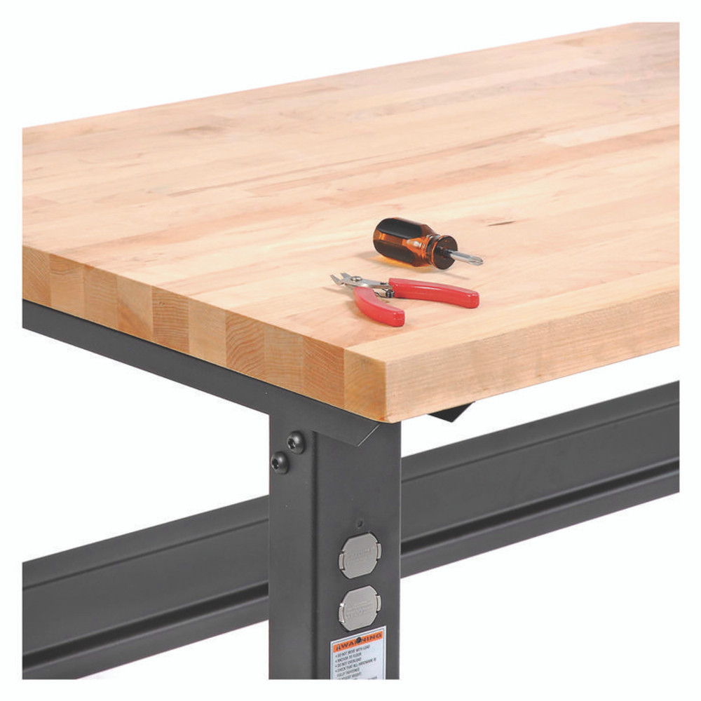 GLOBAL INDUSTRIAL 183168BK Standard Duty Butcher Block Top Adjustable Height Workbench, 2,000 lbs, 72 x 30 x 30.88 to 36.88, Maple/Black