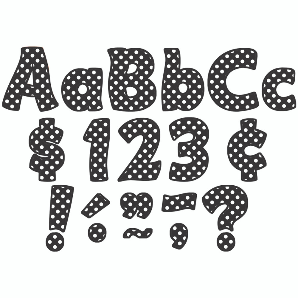TEACHER CREATED RESOURCES Teacher Created Resources® Black Polka Dots Funtastic Font 4" Letters Combo Pack, 208 pieces.