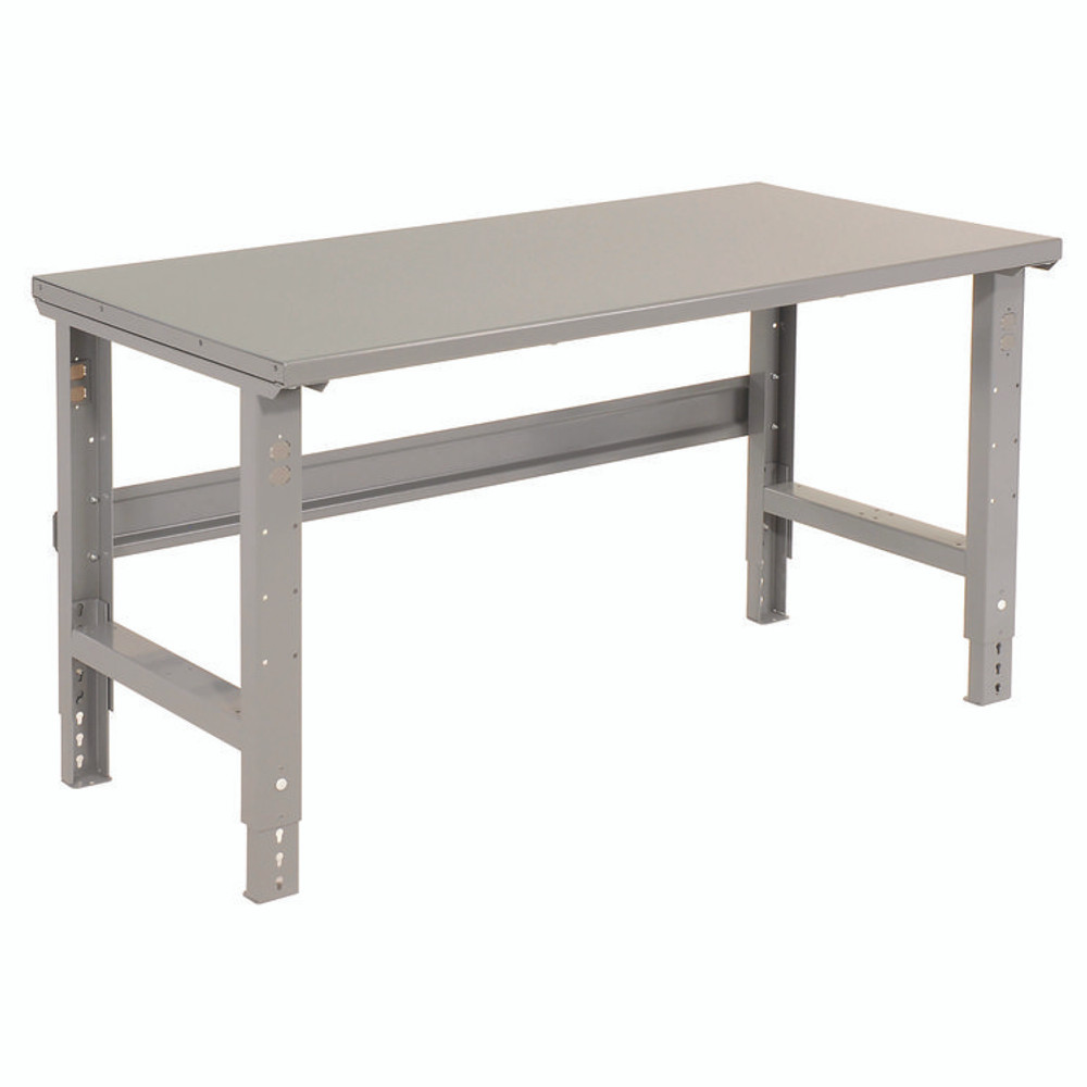 GLOBAL INDUSTRIAL 183154 Standard Duty Steel Top Adjustable Height Workbench, 2,000 lbs, 72 x 30 x 30.88 to 36.88, Gray