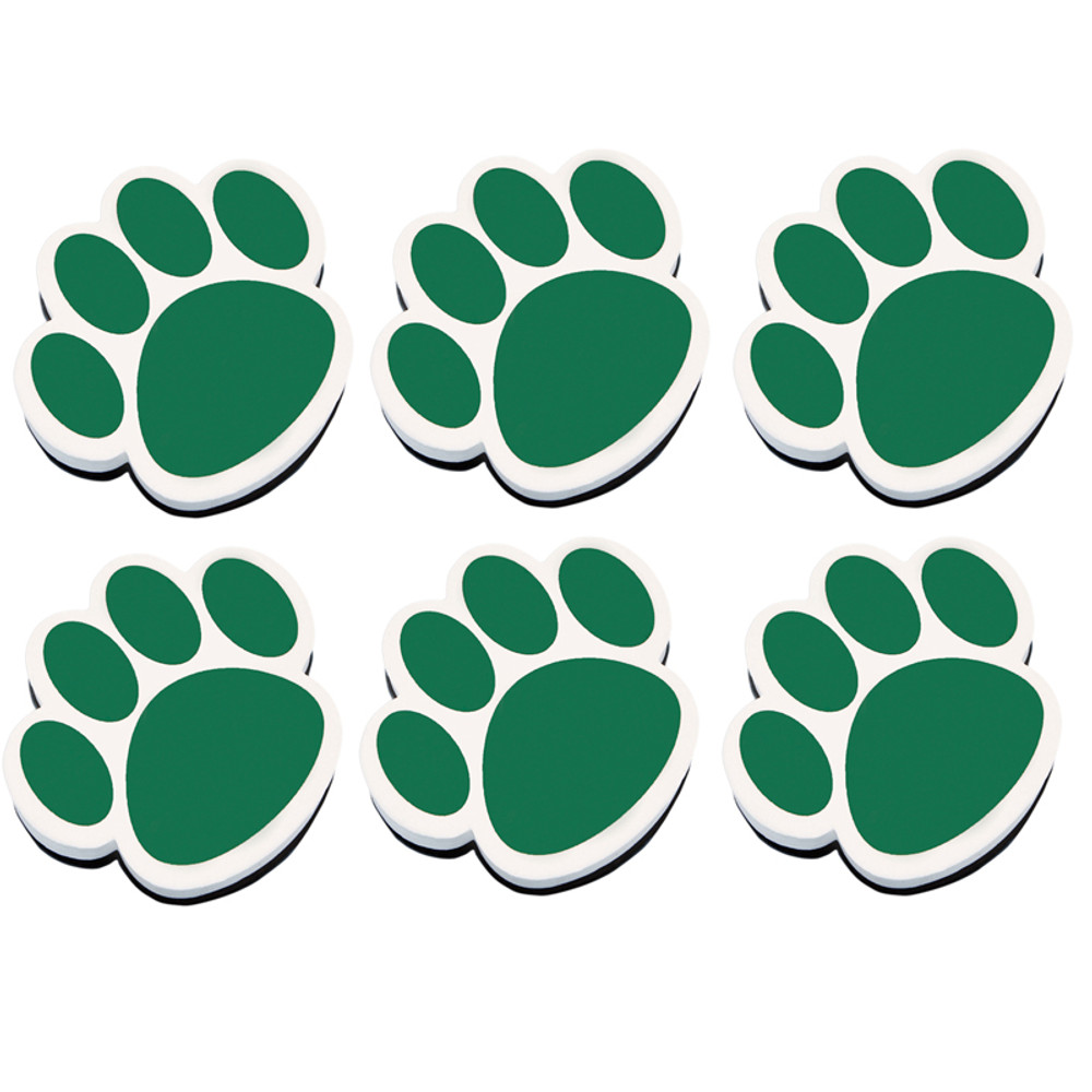 ASHLEY PRODUCTIONS Ashley Productions® Magnetic Whiteboard Eraser, Green Paw, Pack of 6