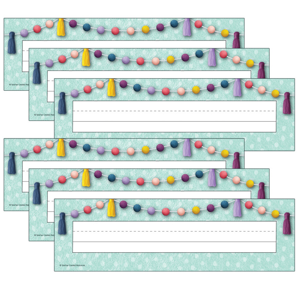 TEACHER CREATED RESOURCES Teacher Created Resources® Oh Happy Day Flat Name Plates, 36 Per Pack, 6 Packs