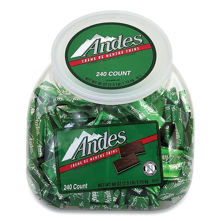 TOOTSIE ROLL INDUSTRIES Andes® 090215 Creme de Menthe Chocolate Mint Thins, 240 Piece Tub