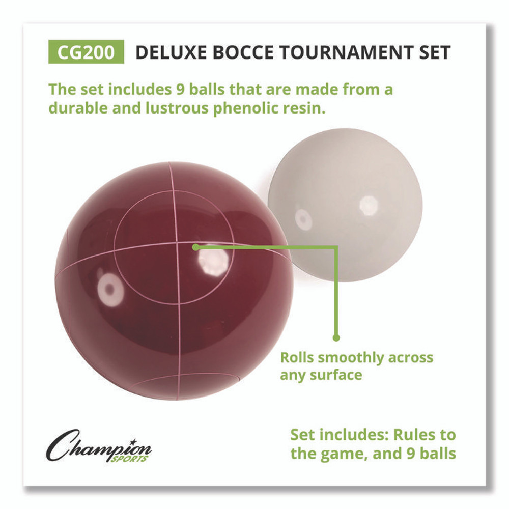 CHAMPION SPORT Sports CG200 Deluxe Bocce Tournament Set, 4.25" dia Balls, Assorted Colors