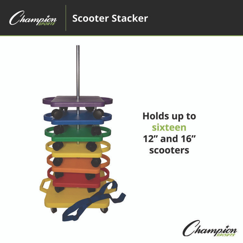 CHAMPION SPORT Sports SX Scooter Stacker, Plastic, 176 lb Capacity, 21 x 16 x 39, Silver/Yellow