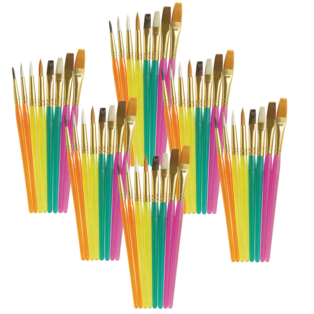 DIXON TICONDEROGA CO Creativity Street® Acrylic Paint Brush Assortment, Assorted Colors & Sizes, 8 Per Pack, 6 Packs