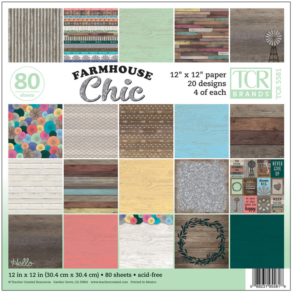 TEACHER CREATED RESOURCES Teacher Created Resources® Farmhouse Chic Project Paper, 12" x 12", 80 Sheets