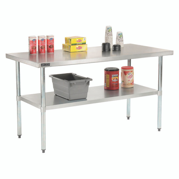 GLOBAL INDUSTRIAL 493598 Work Table with Undershelf, Rectangular, 48 x 30 x 35, Silver Top, Silver Base/Legs
