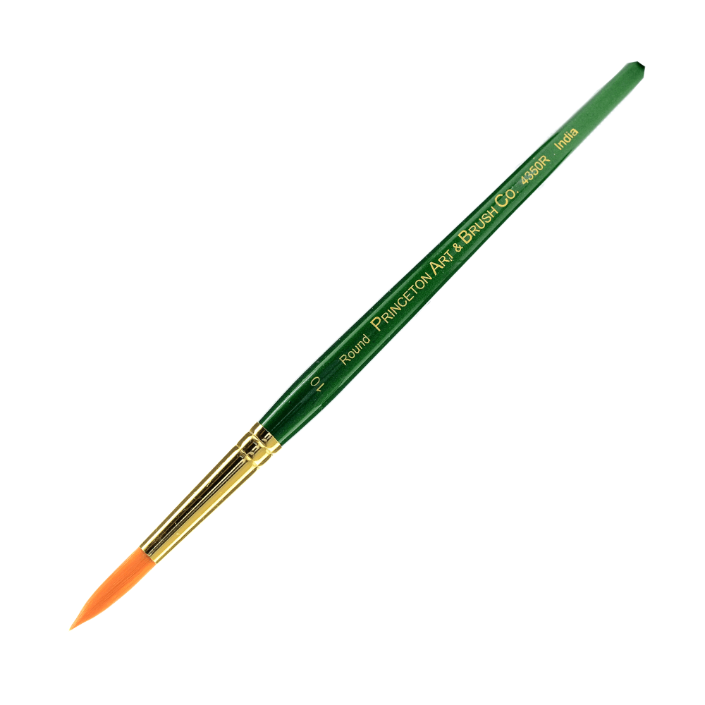 PRINCETON ARTIST BRUSH CO. Princeton 4350R-10  Series 4350 Ashley Paint Brush, Size 10, Round Bristle, Synthetic, Green