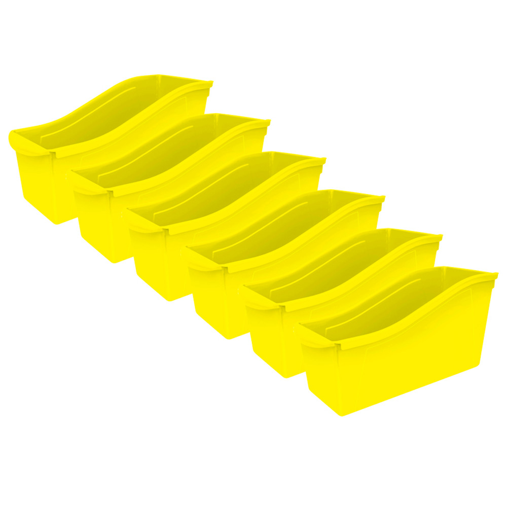 STOREX INDUSTRIES Storex Large Book Bin, Yellow, Pack of 6