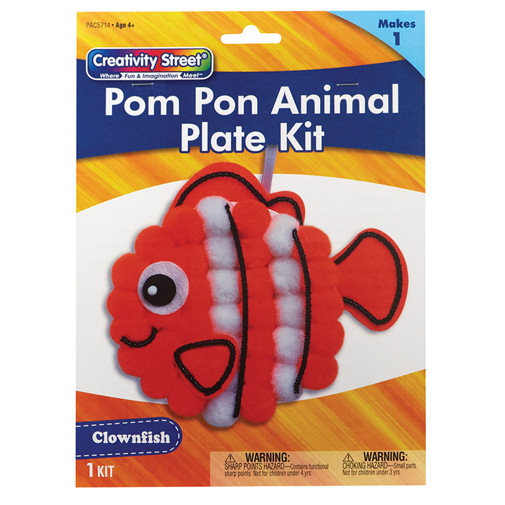 DIXON TICONDEROGA CO Creativity Street® Pom Pon Animal Plate Kit, Clownfish, 7.5" x 8" x 1", 1 Kit