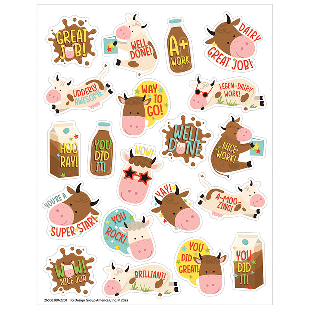 EUREKA Eureka® Brown Cows Chocolate Milk Scented Stickers, Pack of 80