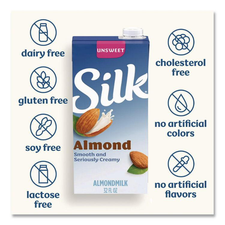 WHITEWAVE FOODS Silk® WWI00172 Almond Milk, Unsweetened Original, 32 oz Aseptic Box