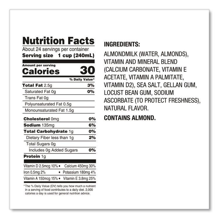 WHITEWAVE FOODS Silk® WWI00172 Almond Milk, Unsweetened Original, 32 oz Aseptic Box