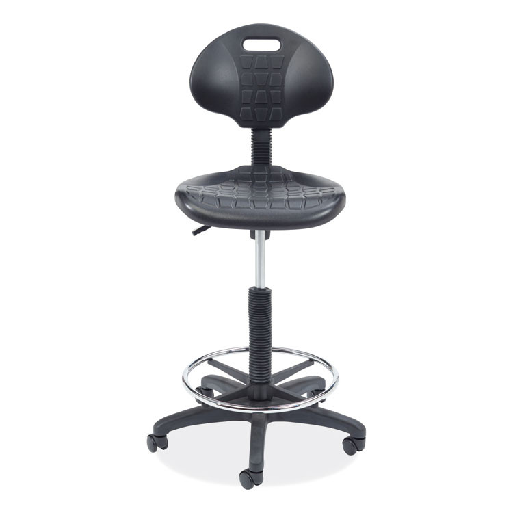 NATIONAL PUBLIC SEATING NPS® 6722HB 6700 Series Adjustable Height Polyurethane Task Stool, Supports Up to 300 lb, 22" to 32" Seat Height, Black