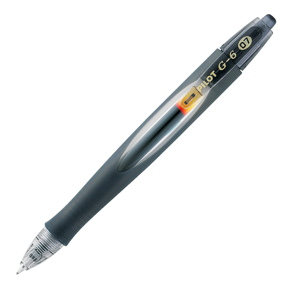 PILOT CORPORATION OF AMERICA Pilot 31401  G-6 Retractable Gel Ink Rollerball Pens, Fine Point, 0.7 mm, Black Barrel, Black Ink, Pack Of 12 Pens