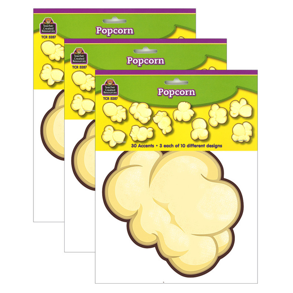 TEACHER CREATED RESOURCES Teacher Created Resources® Popcorn Accents, 30 Per Pack, 3 Packs