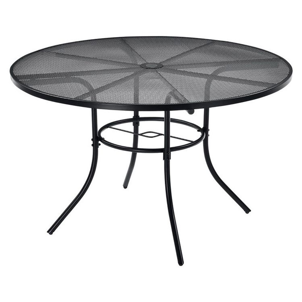 GLOBAL INDUSTRIAL 695972 Interion Mesh Cafe Table and Chair Sets, Round, 36" Dia x 29"h, Black Top, Black Base/Legs