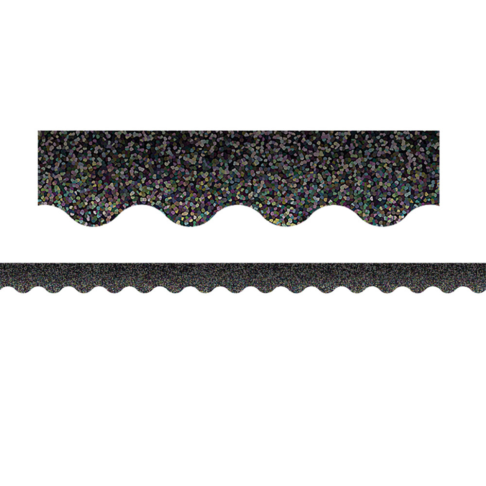 TEACHER CREATED RESOURCES Teacher Created Resources® Black Sparkle Scalloped Border Trim, 35 Feet