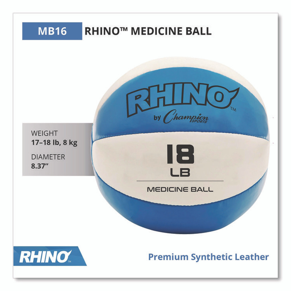 CHAMPION SPORT Sports MB16 Rhino Leather Medicine Ball, 18 lb, Teal/White