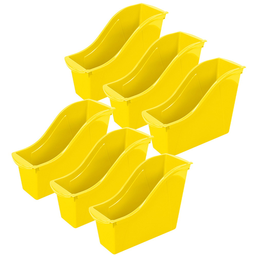 STOREX INDUSTRIES Storex Small Book Bin, Yellow, Pack of 6