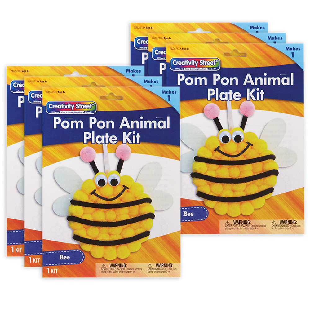 DIXON TICONDEROGA CO Creativity Street® Pom Pon Animal Plate Kit, Bee, 9" x 8.5" x 1", 6 Kits