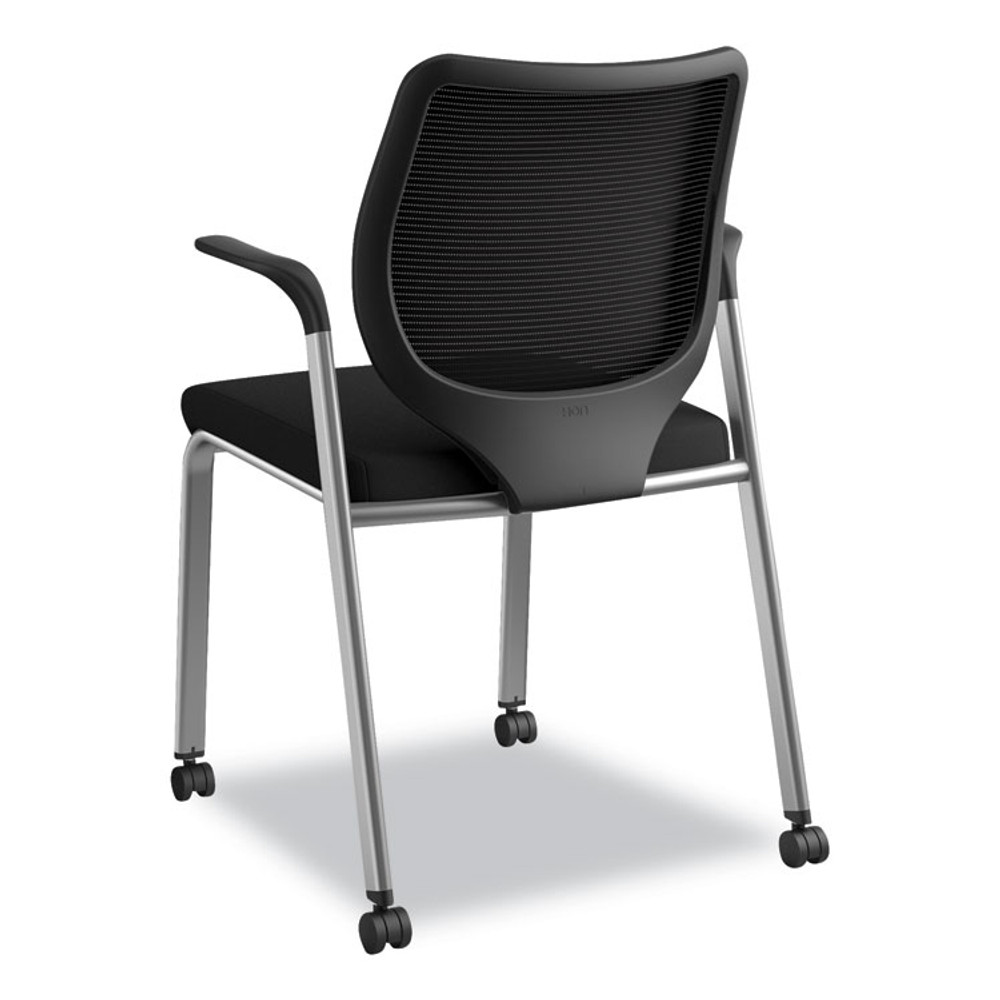 HON COMPANY N606HCU10T1 Nucleus Series Multipurpose Stacking Chair with ilira-Stretch M4 Back, Supports Up to 300 lb, Black Seat/Back, Platinum Base