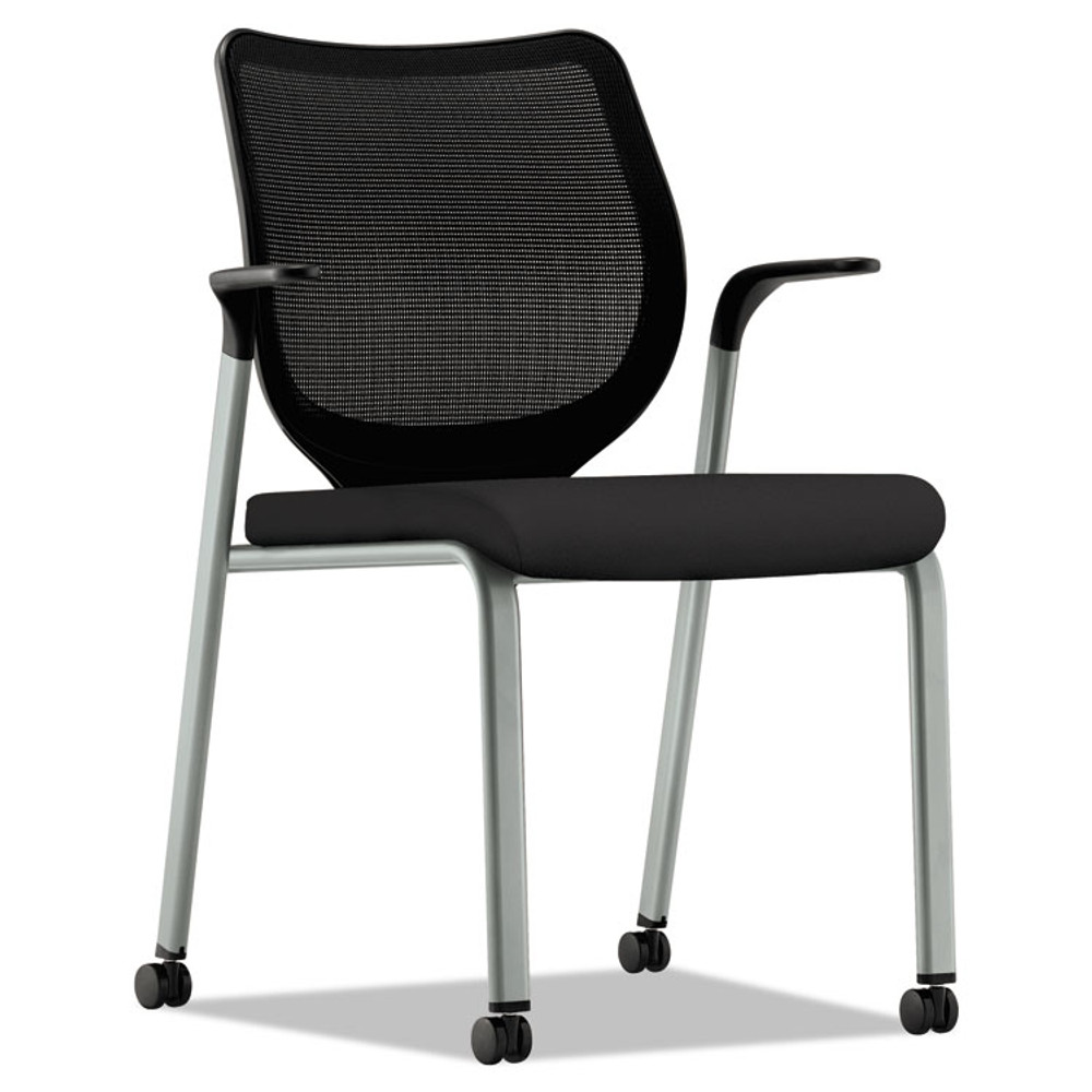 HON COMPANY N606HCU10T1 Nucleus Series Multipurpose Stacking Chair with ilira-Stretch M4 Back, Supports Up to 300 lb, Black Seat/Back, Platinum Base