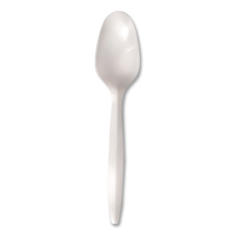 BERK ENTERPRISES INC Berkley Square 1013000 Mediumweight Polypropylene Cutlery, Spoon, Plastic, White, 1,000/Carton