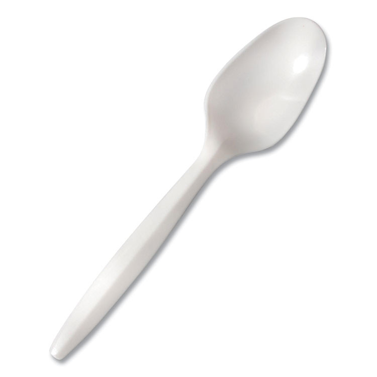 BERK ENTERPRISES INC Berkley Square 1013000 Mediumweight Polypropylene Cutlery, Spoon, Plastic, White, 1,000/Carton