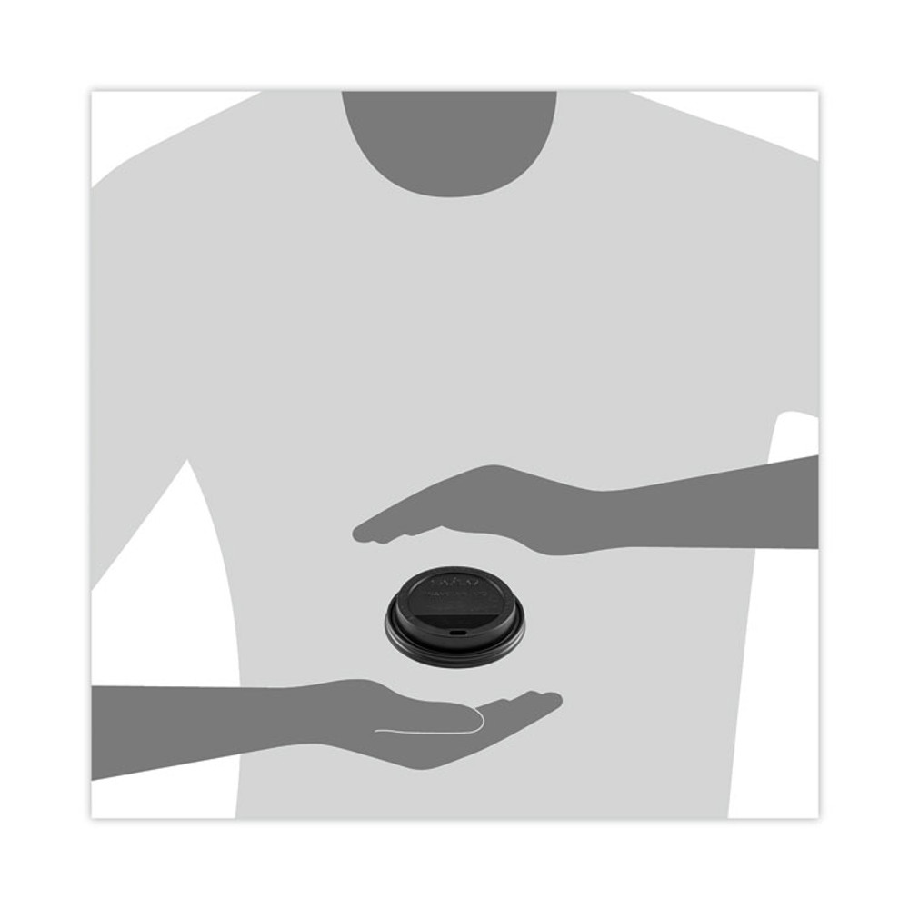 DART SOLO® TL1224TGB Solo Traveler Sip Through Lids for ThermoGuard Hot Cups, Fits 12 oz to 24 oz Hot Cups, Plastic, Black, 1,200/Carton
